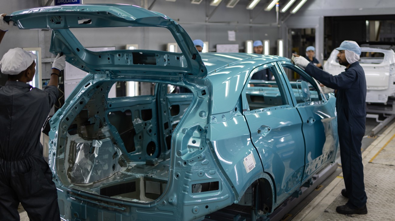 Freshly-painted Tata Nexon Bodyshelljpeg