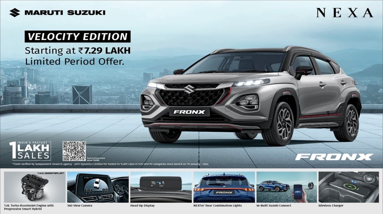 Maruti Suzuki Fronx Velocity Edition Added to All Variants, Starts at 7.29 Lakh